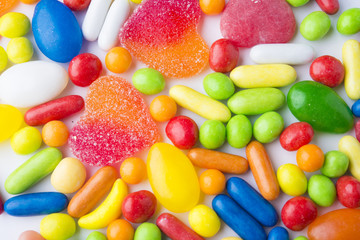 colorful candies and jellies as background