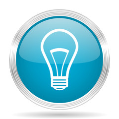 bulb blue glossy metallic circle modern web icon on white background