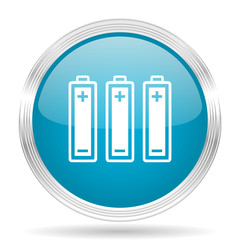 battery blue glossy metallic circle modern web icon on white background