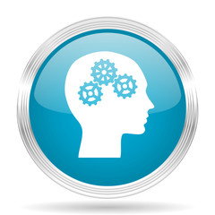 head blue glossy metallic circle modern web icon on white background