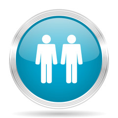 couple blue glossy metallic circle modern web icon on white background