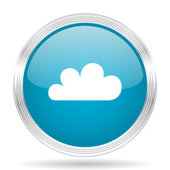cloud blue glossy metallic circle modern web icon on white background