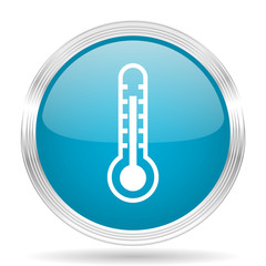 thermometer blue glossy metallic circle modern web icon on white background