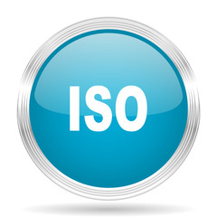 iso blue glossy metallic circle modern web icon on white background