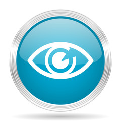 eye blue glossy metallic circle modern web icon on white background