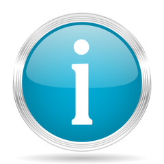 information blue glossy metallic circle modern web icon on white background