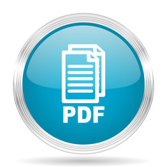 pdf blue glossy metallic circle modern web icon on white background,