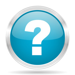 question mark blue glossy metallic circle modern web icon on white background