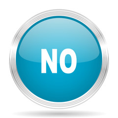 no blue glossy metallic circle modern web icon on white background