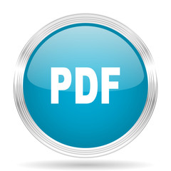 pdf blue glossy metallic circle modern web icon on white background
