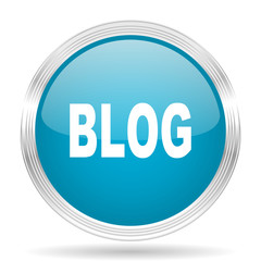 blog blue glossy metallic circle modern web icon on white background