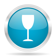 alcohol  blue glossy metallic circle modern web icon on white background