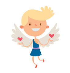 Valentine Day cupid angels cartoon style vector illustration