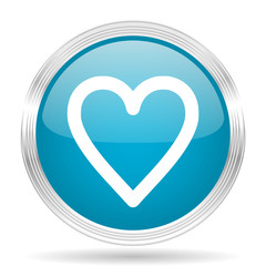 heart blue glossy metallic circle modern web icon on white background
