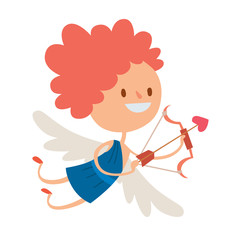 Obraz na płótnie Canvas Valentine Day cupid angels cartoon style vector illustration