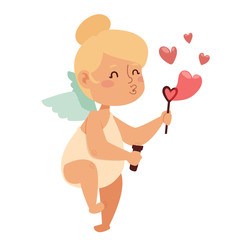 Valentine Day cupid angels cartoon style vector illustration