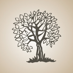 Fototapeta premium Sketched decorative tree of doodle stile. Hand drawn illustration