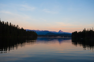 Lemolo Reservoir at Sunset in Oregon