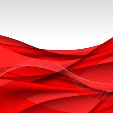 Abstract red waves - data stream concept. Vector illustration © unscrew