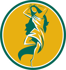 Aphrodite Pirouette Oval Retro © Redwater Vectors