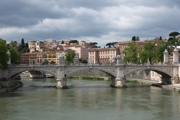 Fototapeta premium River Tiber and Ponte Vittorio Emanuele II in Rome, Italy