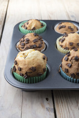 Muffins in a baking pan