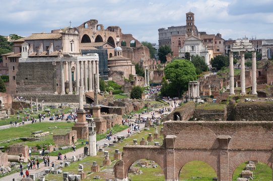Ruins Forum Romanum in Rome, Italy