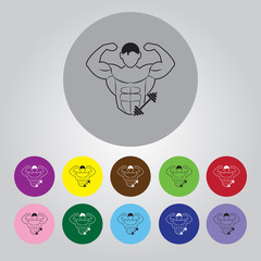 Bodybuilder and Dumbbell sport icon