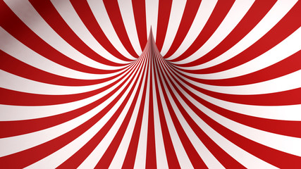 Abstract illustration with red and white geometric shape