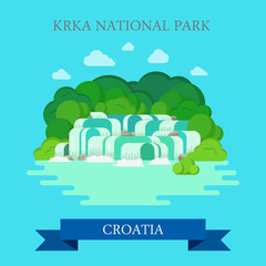 Obraz premium KRKA National Park Croatia flat vector attraction sight landmark