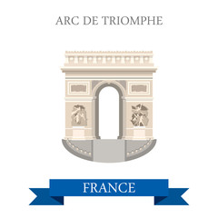 Arc de Triomphe in Paris France flat vector attraction sight