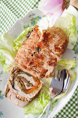 Turkey Roll On Plate With Lettuce