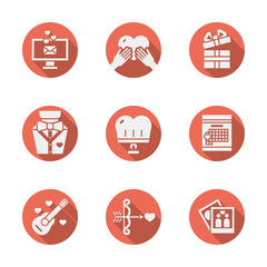 Red round romantic vector icons set
