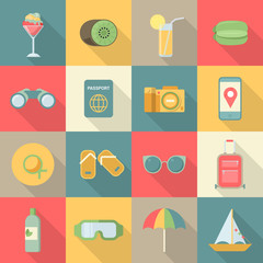 Summer beach vacation holiday icon business flat vector