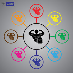 Bodybuilder and Sports nutrition. sport icon