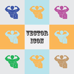 Bodybuilder and Sports nutrition. sport icon
