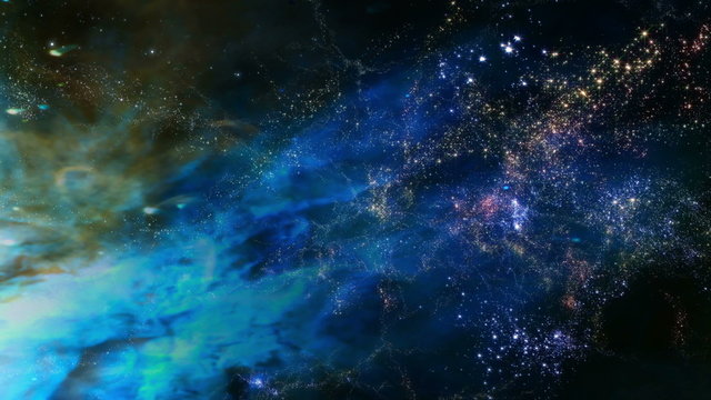 3d Animation Green Galaxy Nebula Shining Stock Footage Video (100