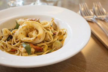 Spicy Spaghetti Seafood Background