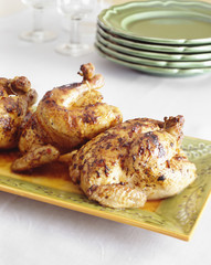 Roasted chicken on tray