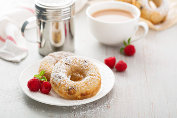 Vanilla baked donuts with dried cranberries