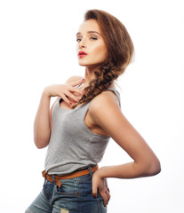 Portrait of a young lady with a braid 