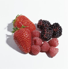 Strawberries, raspberries and blackberries