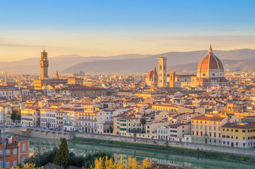 Fototapeta na wymiar Beautiful retro edit sunset over Florence, Itay