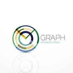 Fototapeta premium Abstract logo idea, linear chart or graph business icon. Creative vector logotype design template