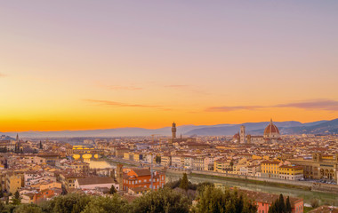 Fototapeta na wymiar Beautiful sunset over Florence, Itay