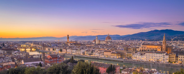 Fototapeta na wymiar Beautiful retro edit sunset over Florence panorama, Itay