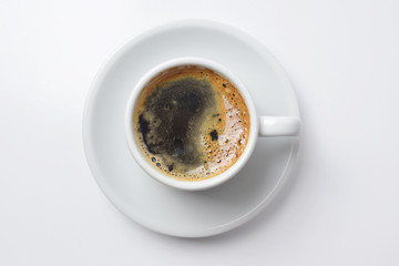 Single cup of coffee with empty background