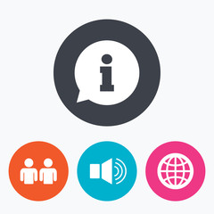 Information sign and group. Communication icons.