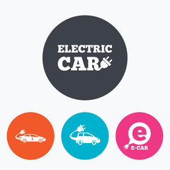 Electric car sign. Sedan and Hatchback transport