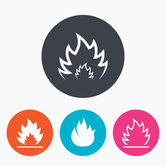 Fire flame icons. Heat signs.